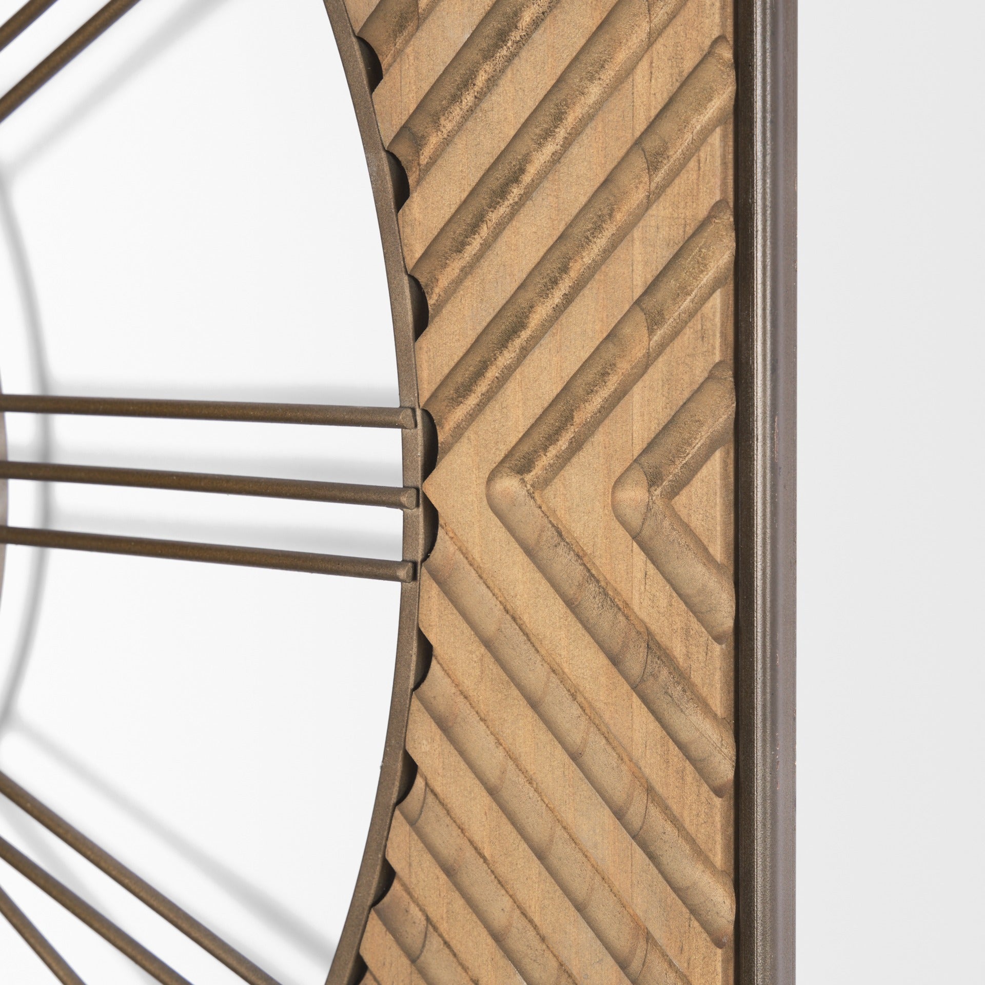 Rondell Light Brown Wood W/ Gold Metal Wall Clock - Dekor Butik