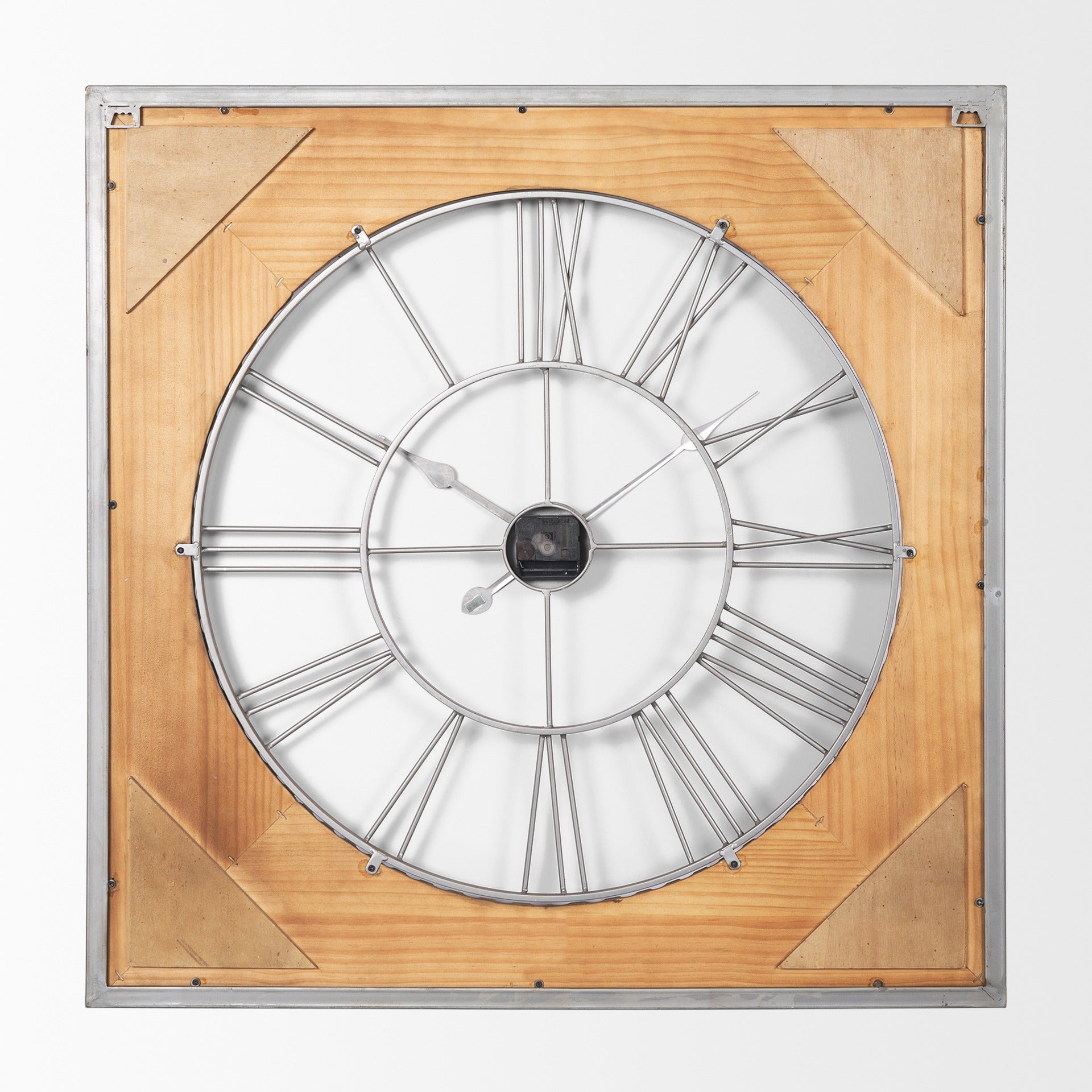 Rondell Light Brown Wood W/ Gold Metal Wall Clock - Dekor Butik