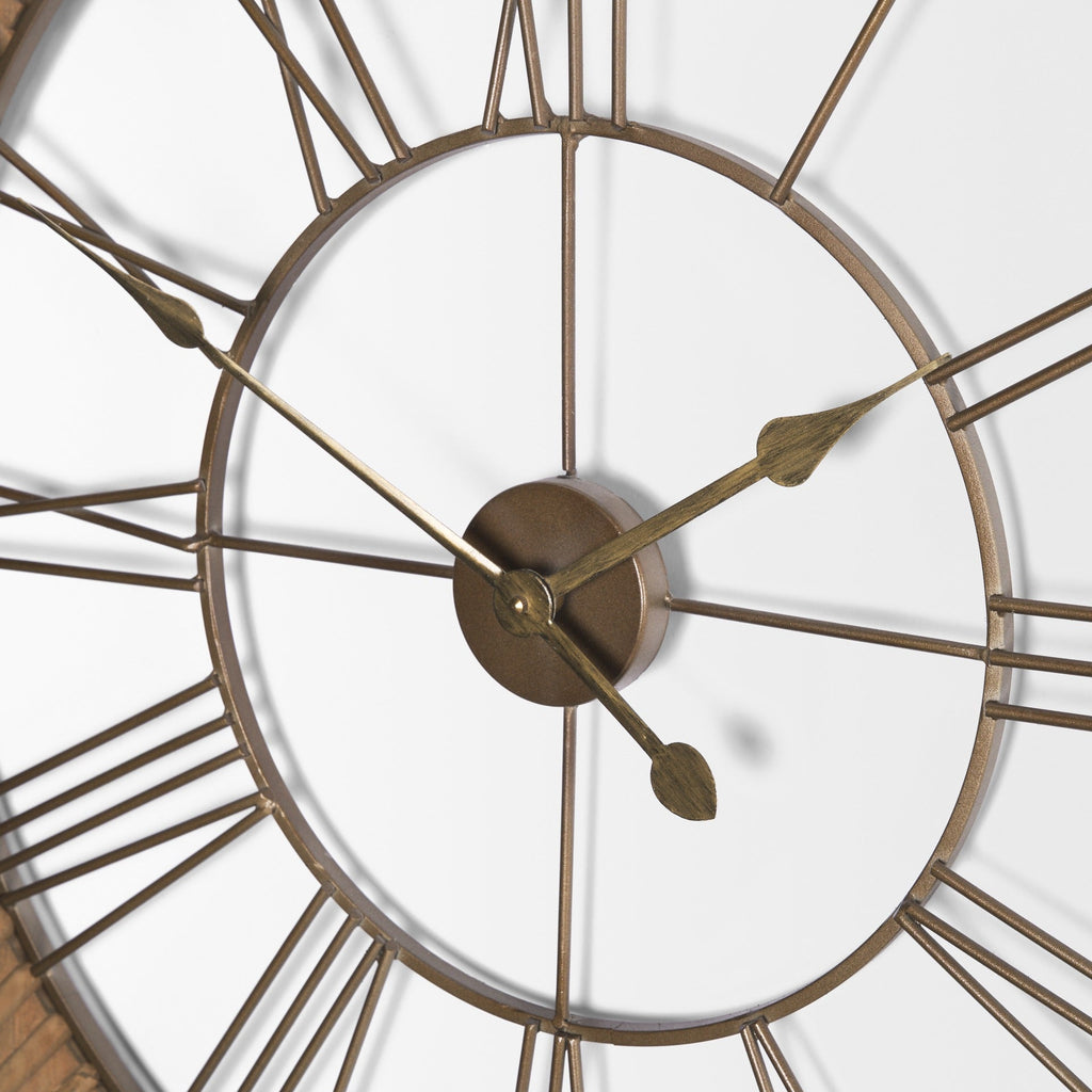 Rondell Light Brown Wood W/ Gold Metal Wall Clock - Dekor Butik
