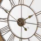 Rondell Light Brown Wood W/ Gold Metal Wall Clock - Dekor Butik
