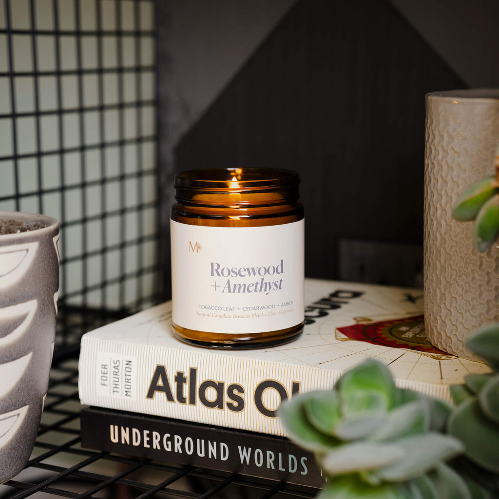 CandlesRosewood + Amethyst Candle - Dekor Butik
