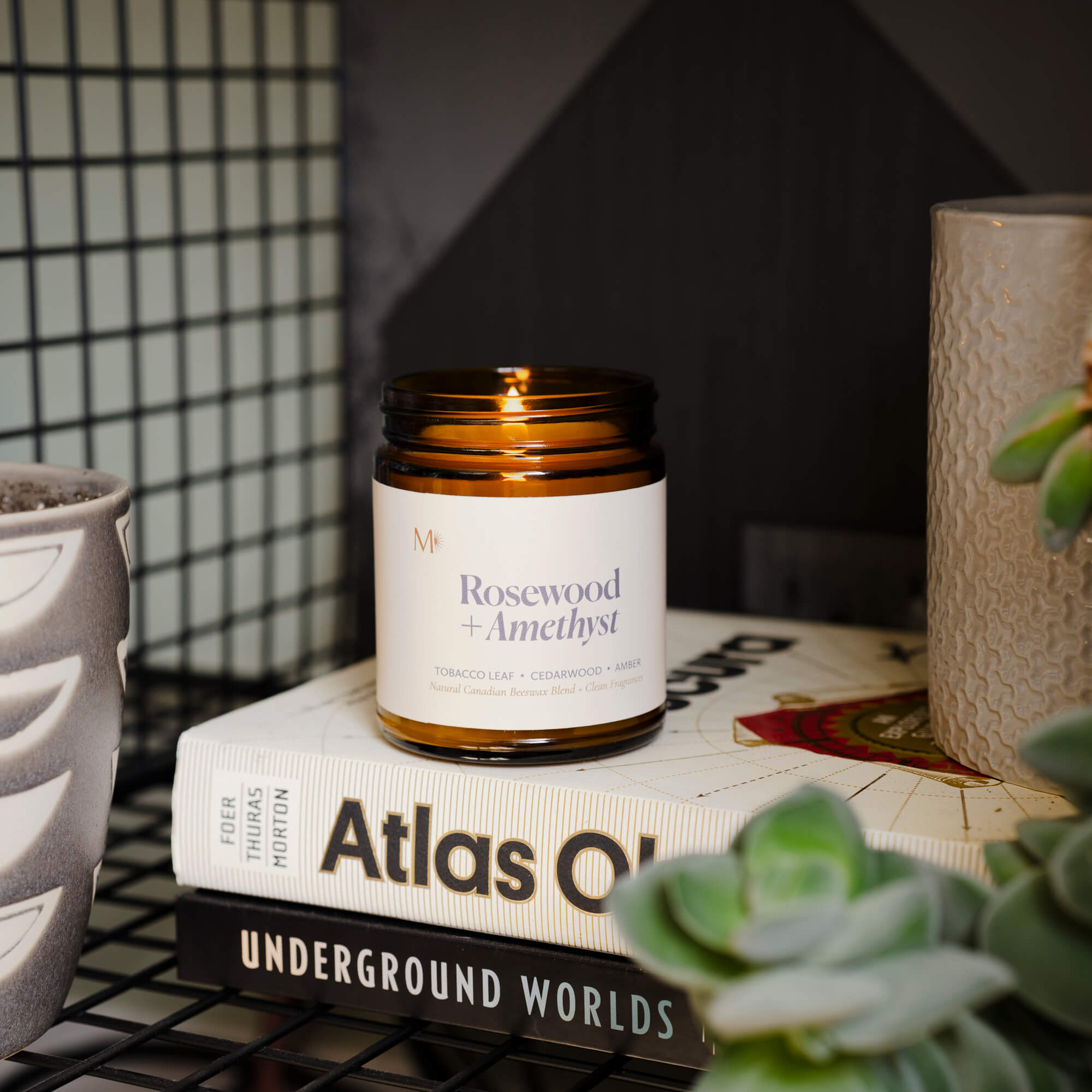 Rosewood + Amethyst Candle