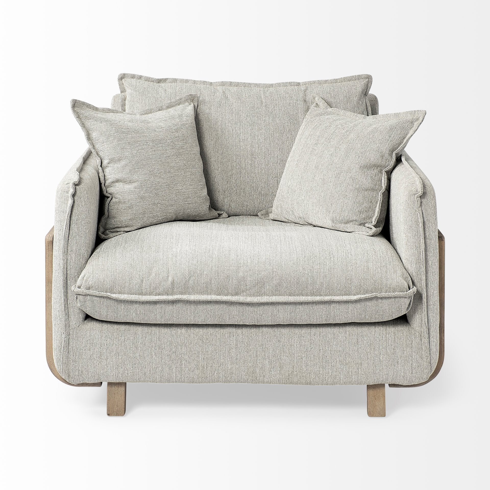FurnitureRoy Upholstered Armchair with Exposed Wood Frame - Dekor Butik