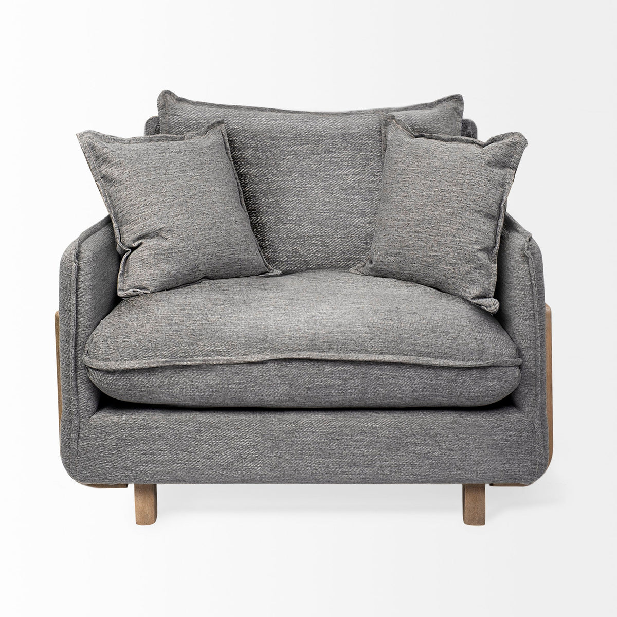 FurnitureRoy Upholstered Armchair with Exposed Wood Frame - Dekor Butik