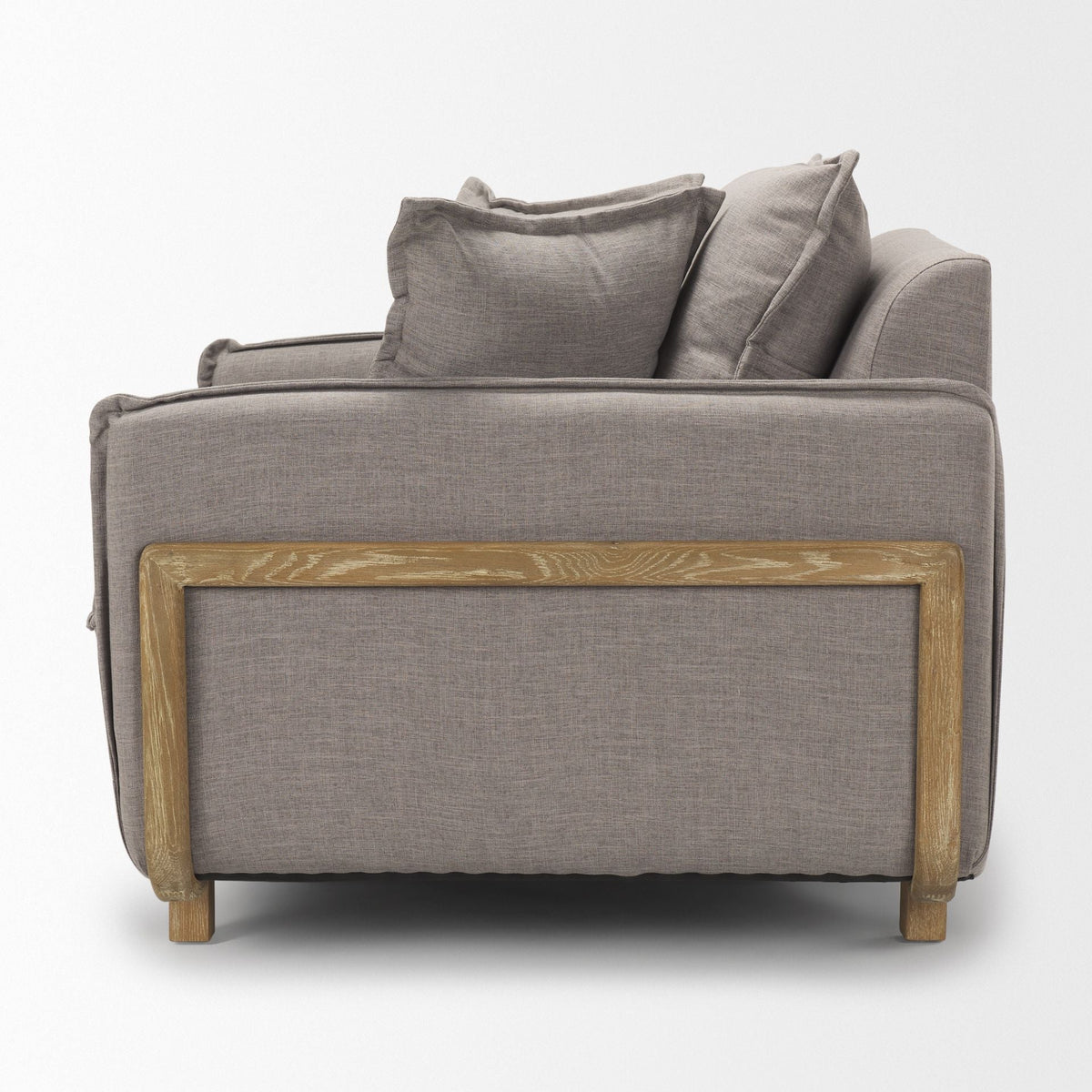 FurnitureRoy Upholstered Armchair with Exposed Wood Frame - Dekor Butik