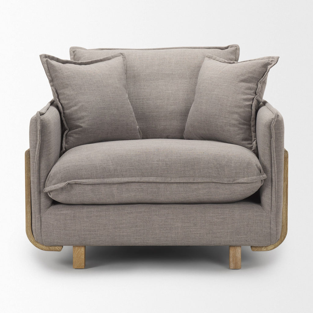 FurnitureRoy Upholstered Armchair with Exposed Wood Frame - Dekor Butik