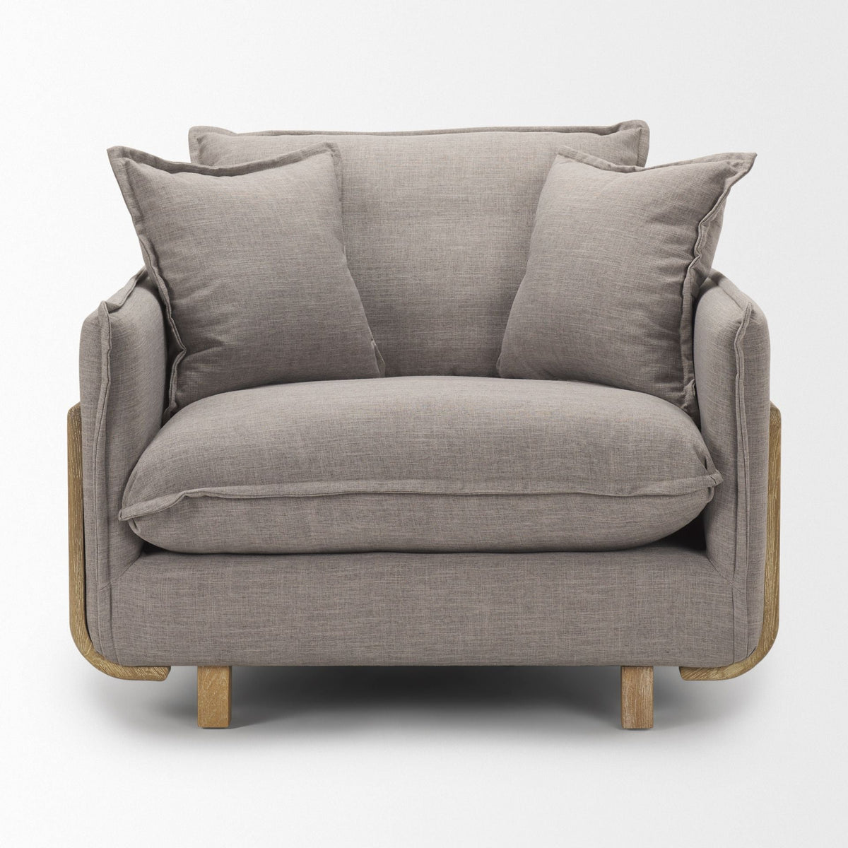 FurnitureRoy Upholstered Armchair with Exposed Wood Frame - Dekor Butik