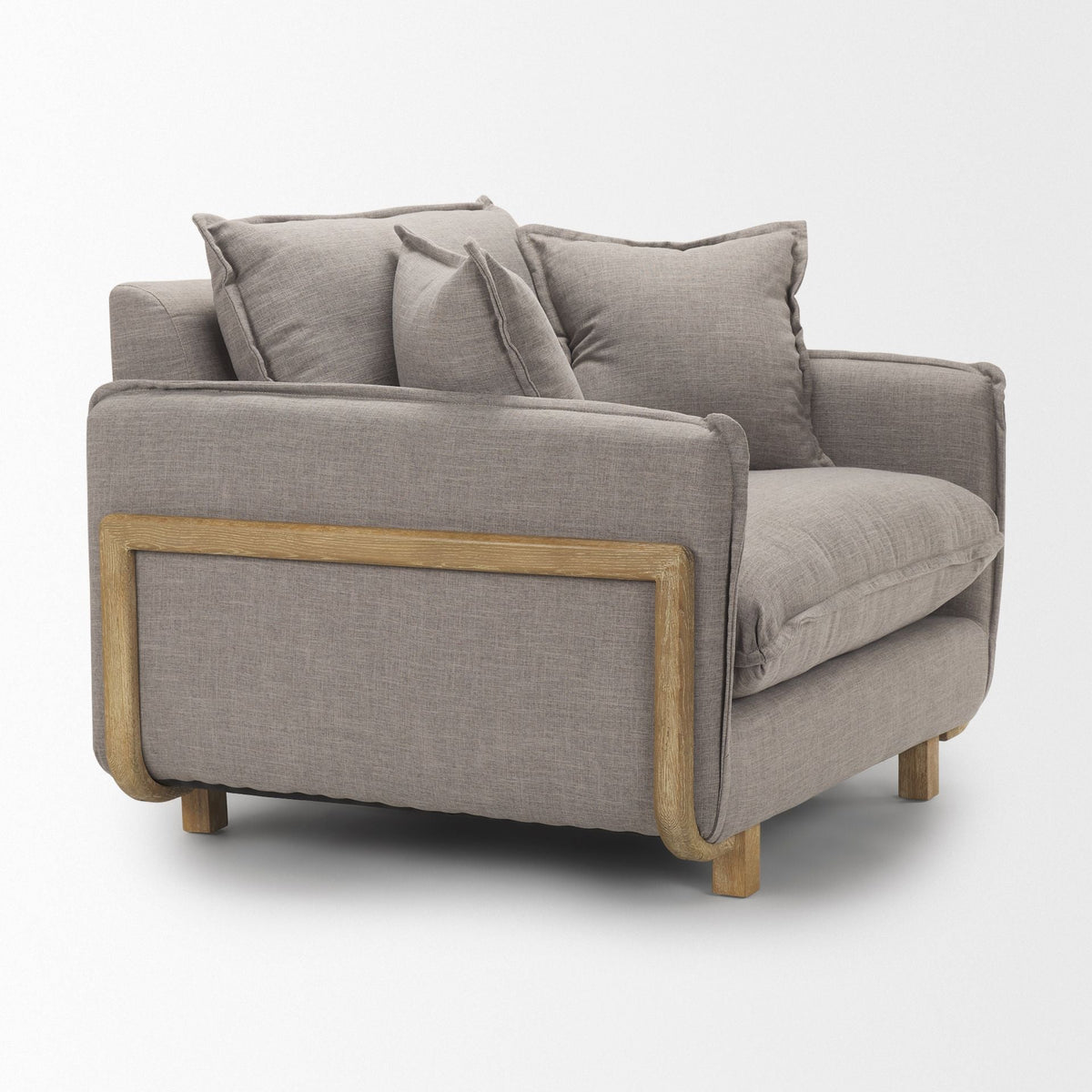 FurnitureRoy Upholstered Armchair with Exposed Wood Frame - Dekor Butik