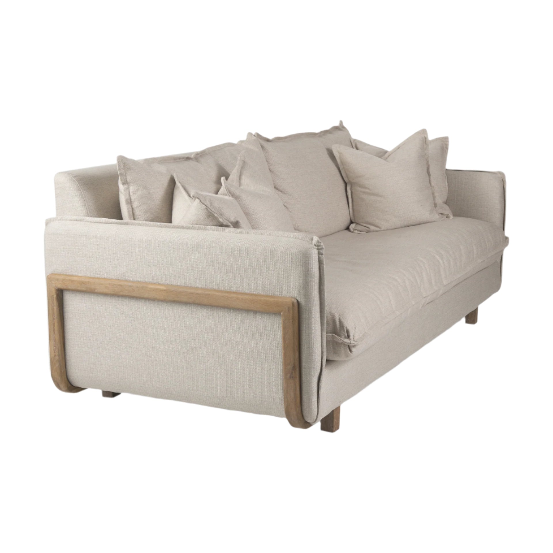 Sofas & SectionalsRoy Upholstered Sofa with Exposed Wood Frame - 4 Colour Options - Dekor Butik