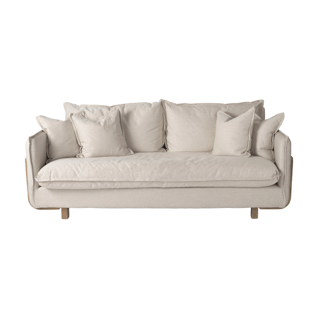 Sofas & SectionalsRoy Upholstered Sofa with Exposed Wood Frame - 4 Colour Options - Dekor Butik