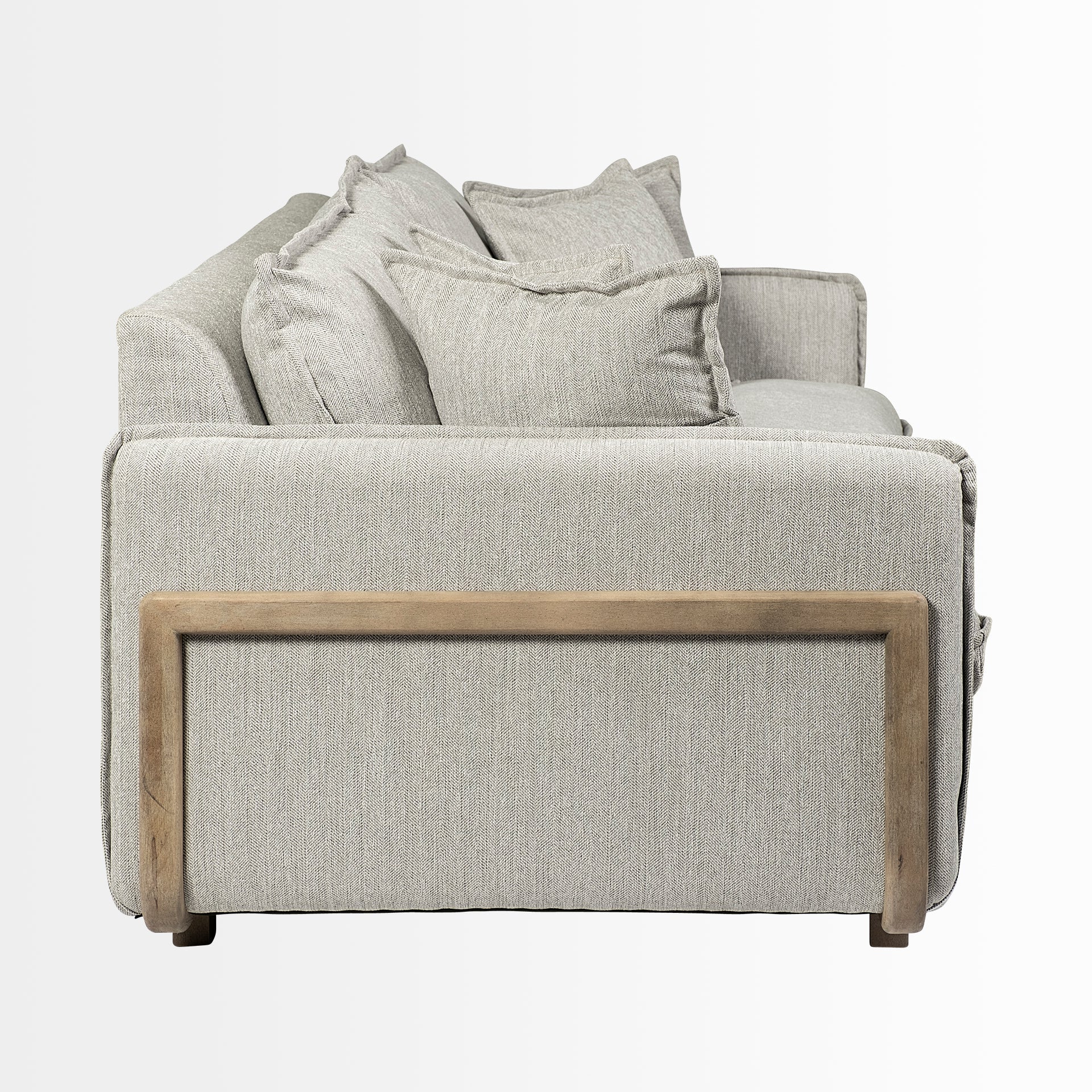 Sofas & SectionalsRoy Upholstered Sofa with Exposed Wood Frame - 4 Colour Options - Dekor Butik