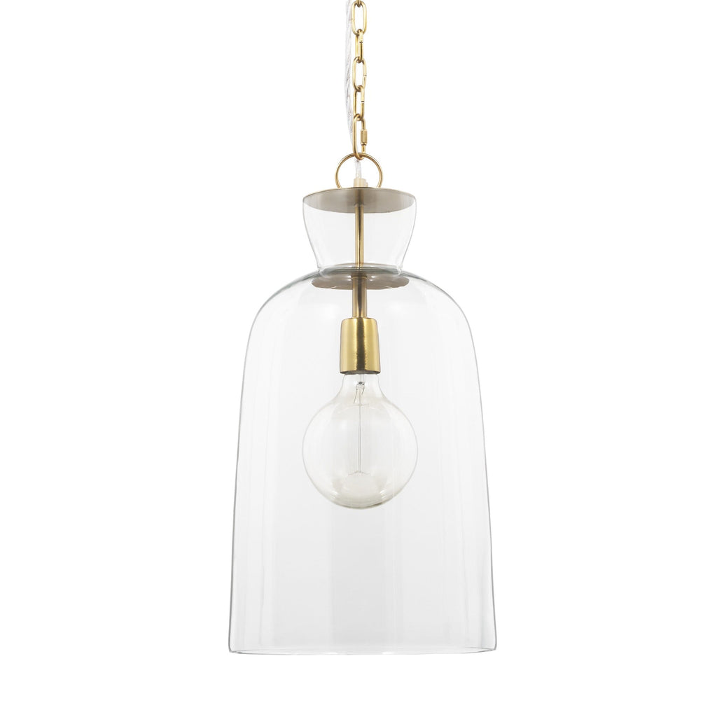 Sadah Tall Clear Blown Glass w/ Gold Metal Pendant Light - Dekor Butik