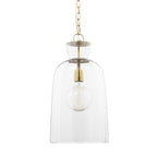 Sadah Tall Clear Blown Glass w/ Gold Metal Pendant Light - Dekor Butik