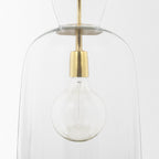 Sadah Tall Clear Blown Glass w/ Gold Metal Pendant Light - Dekor Butik