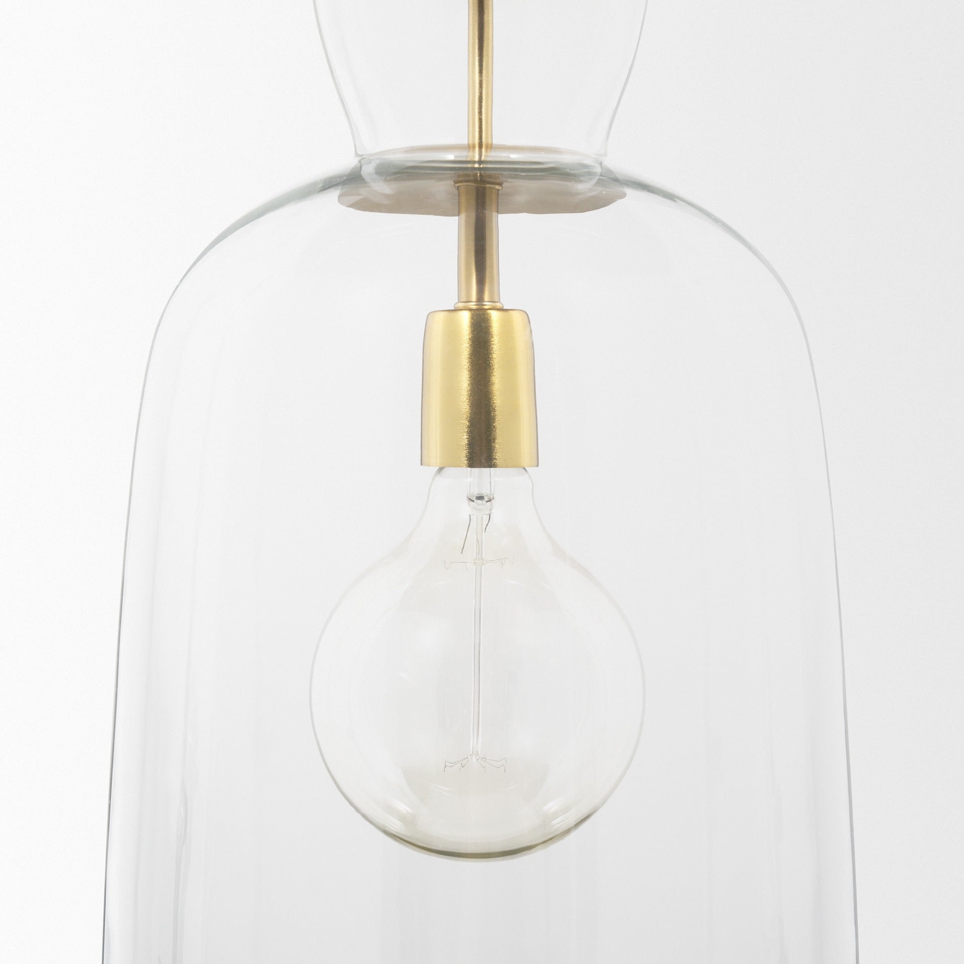 Sadah Tall Clear Blown Glass w/ Gold Metal Pendant Light - Dekor Butik