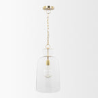 Sadah Tall Clear Blown Glass w/ Gold Metal Pendant Light - Dekor Butik
