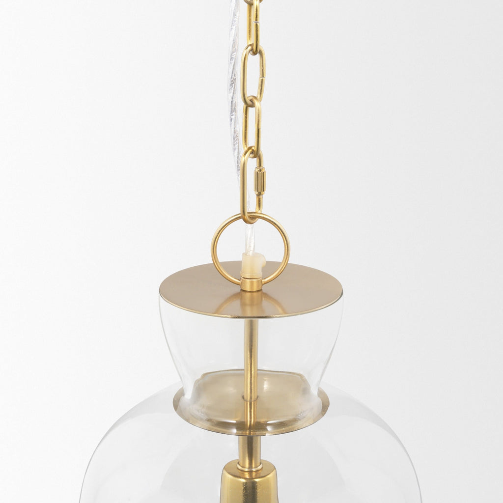 Sadah Tall Clear Blown Glass w/ Gold Metal Pendant Light - Dekor Butik