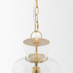 Sadah Tall Clear Blown Glass w/ Gold Metal Pendant Light - Dekor Butik