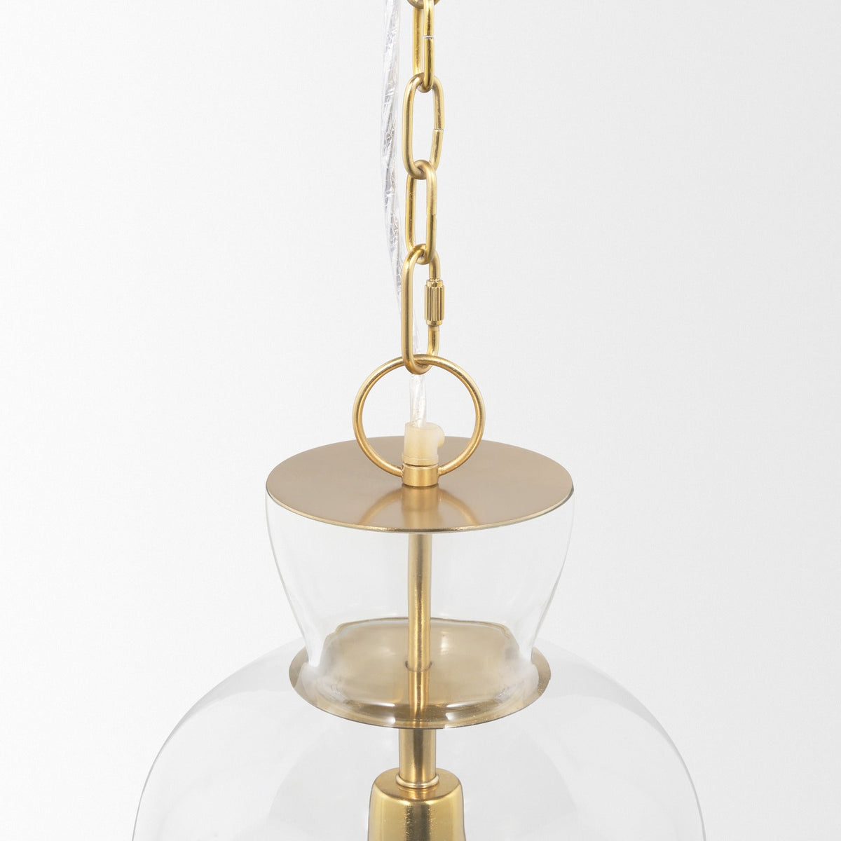 Sadah Tall Clear Blown Glass w/ Gold Metal Pendant Light - Dekor Butik