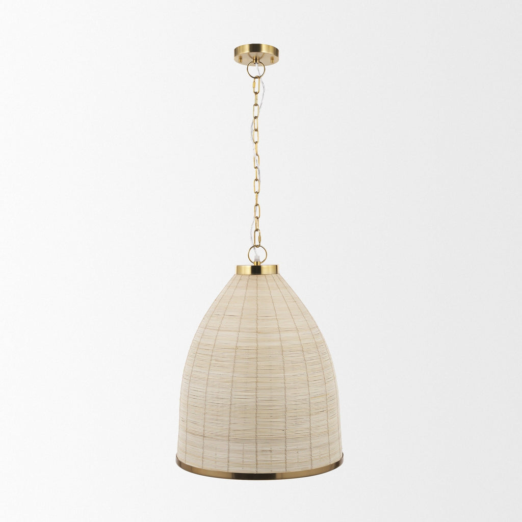 Saliha Cane w/ Brass Metal Pendant Light - Dekor Butik