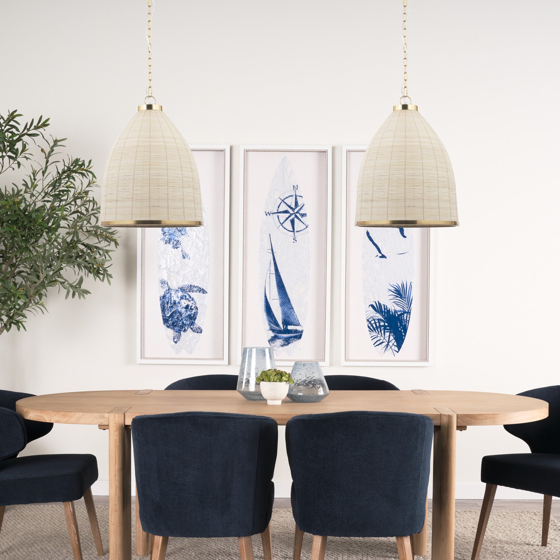 Saliha Cane w/ Brass Metal Pendant Light - Dekor Butik