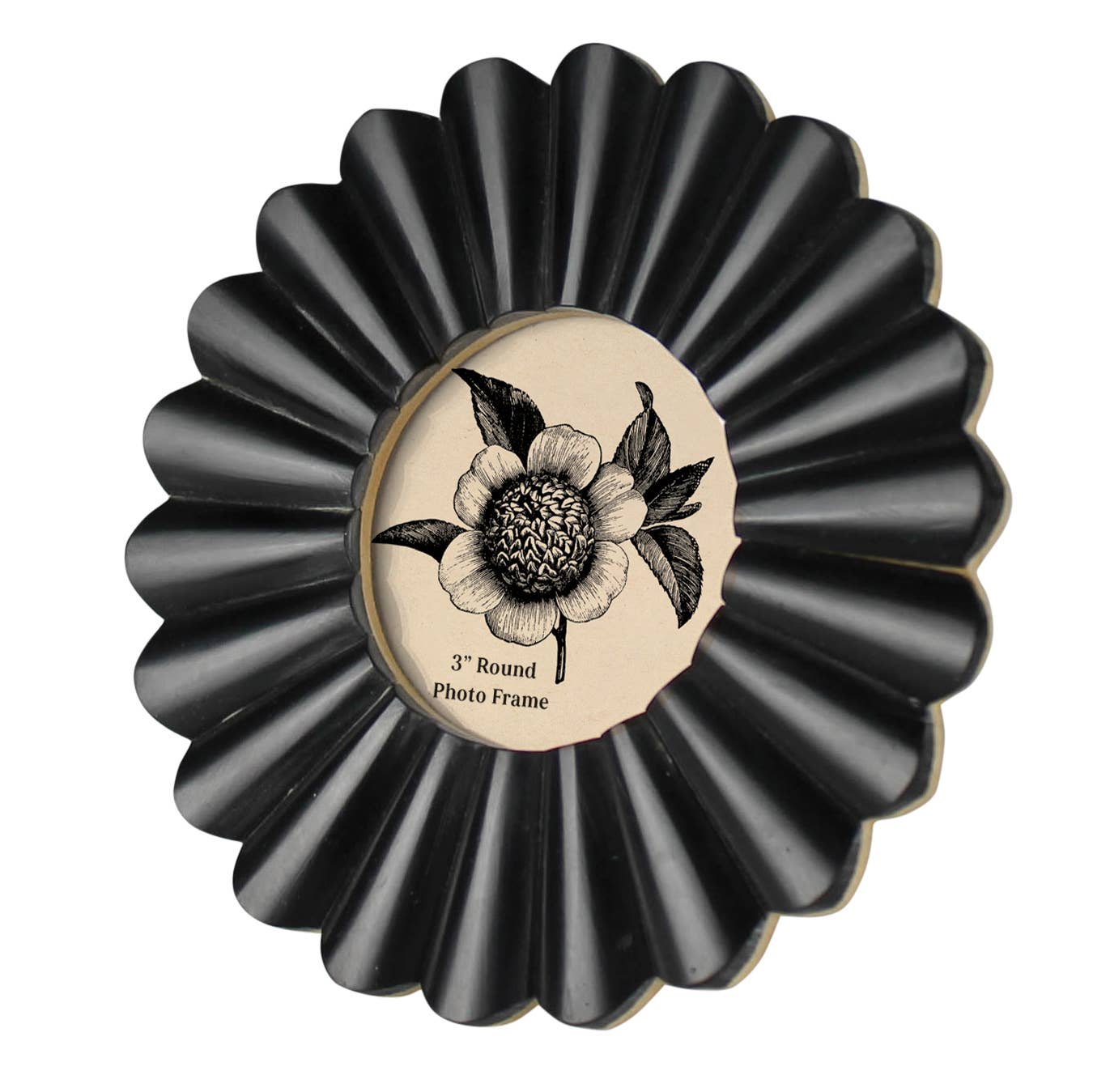 DecorScalloped Round Frame, Black - 3” - Dekor Butik