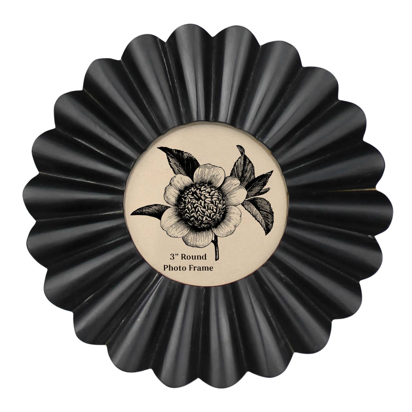 DecorScalloped Round Frame, Black - 3” - Dekor Butik