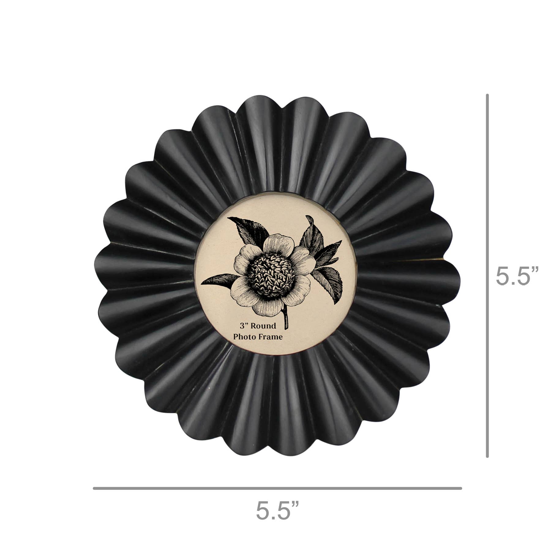 DecorScalloped Round Frame, Black - 3” - Dekor Butik