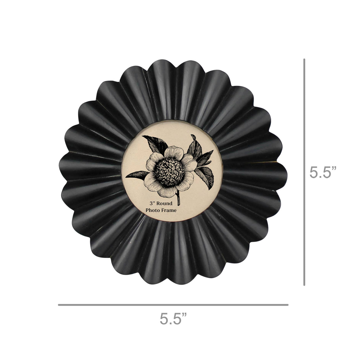 DecorScalloped Round Frame, Black - 3” - Dekor Butik