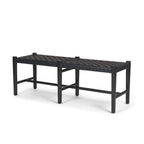 Shane Black Wood w/ Woven Black Leather Bench - Dekor Butik