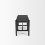 Shane Black Wood w/ Woven Black Leather Bench - Dekor Butik