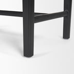 Shane Black Wood w/ Woven Black Leather Bench - Dekor Butik