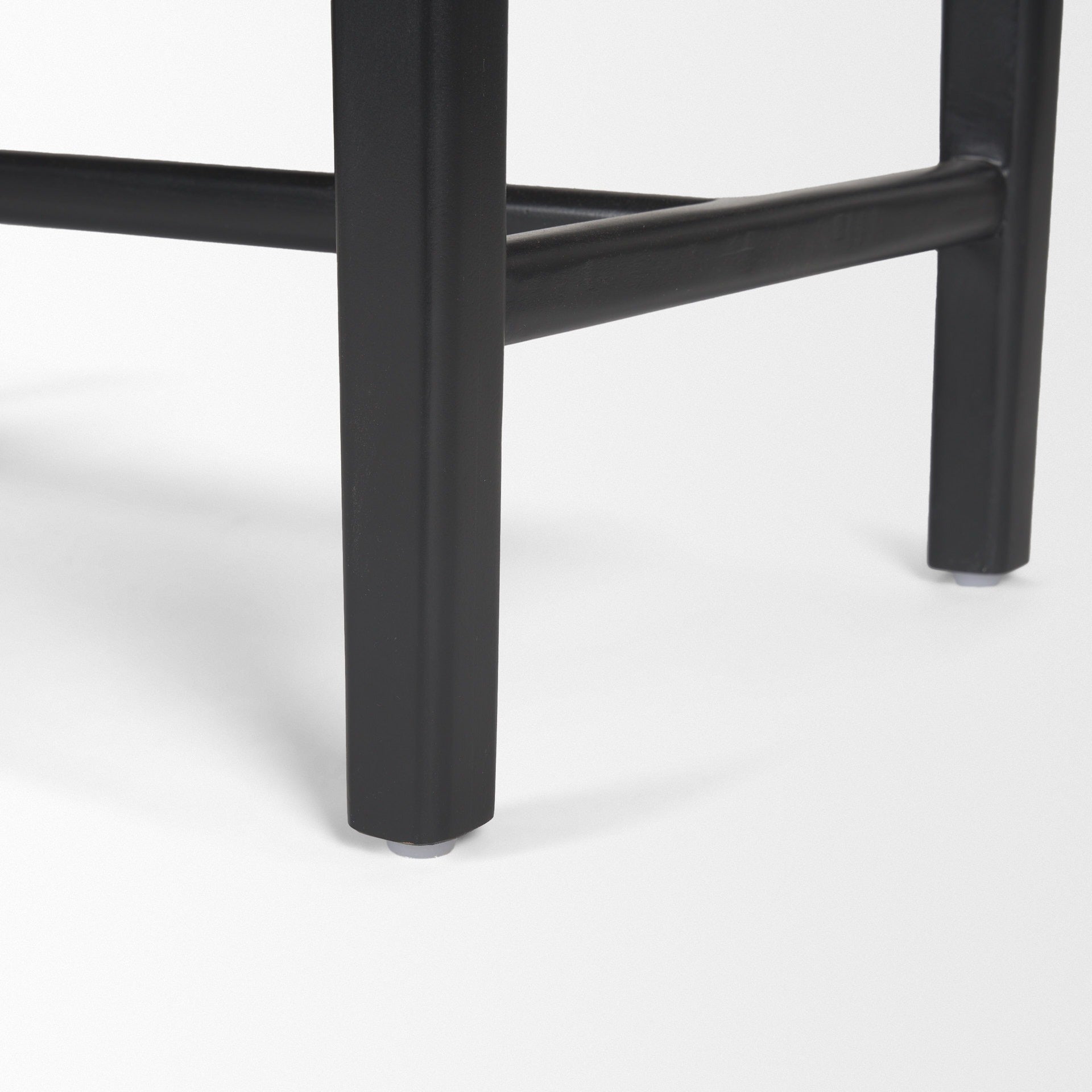 Shane Black Wood w/ Woven Black Leather Bench - Dekor Butik