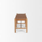 Shane Brown Wood w/ Woven Brown Leather Bench - Dekor Butik