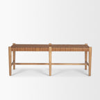 Shane Brown Wood w/ Woven Brown Leather Bench - Dekor Butik