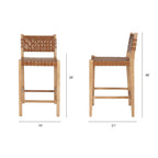 Shane Brown Wood w/ Woven Brown Leather Counter Stool - Dekor Butik