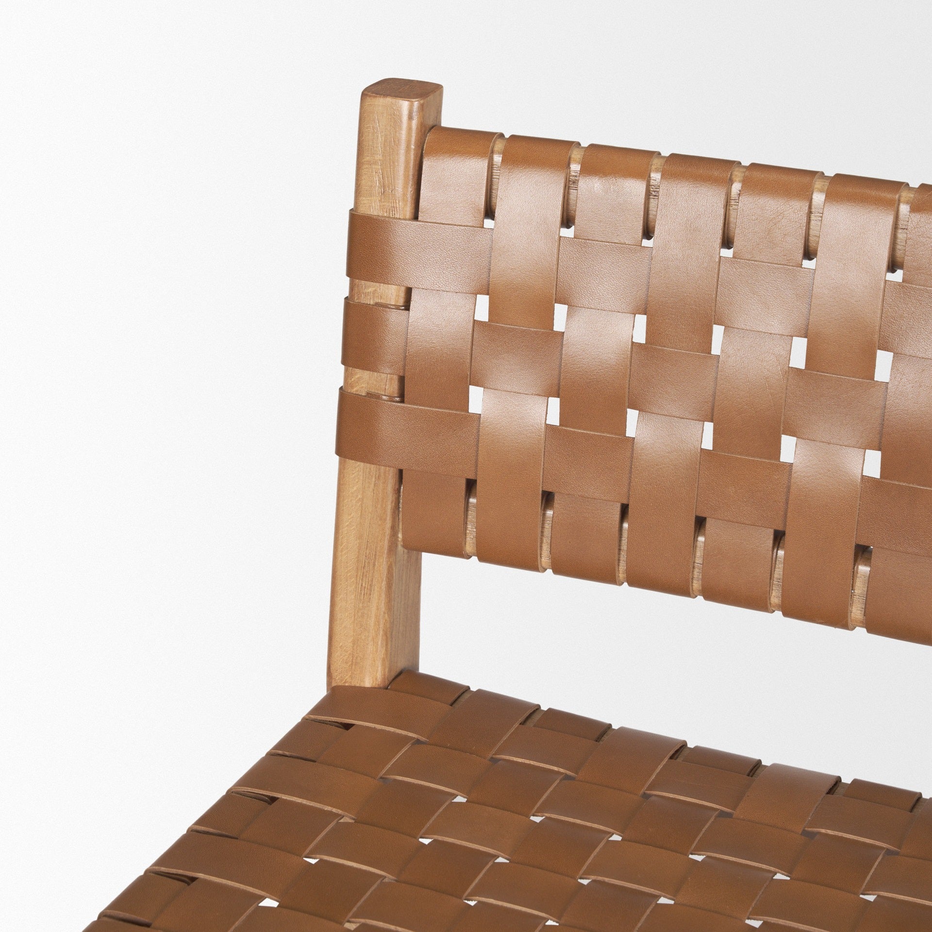 Shane Brown Wood w/ Woven Brown Leather Counter Stool - Dekor Butik