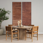 Shane Brown Wood w/ Woven Brown Leather Dining Armchair - Dekor Butik