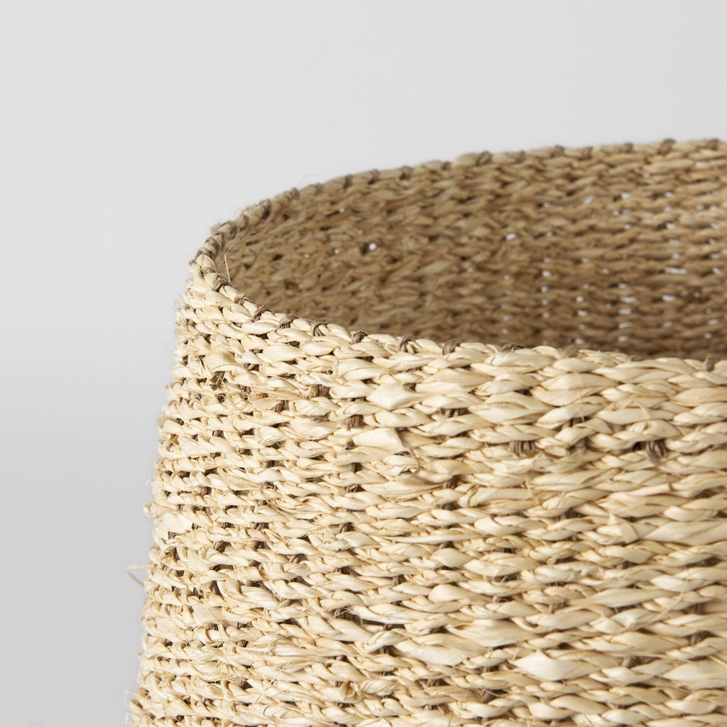Sivannah 19.7L x 19.7W x 23.6H (Set of 3) Light Brown and Medium Brown Striped Seagrass Round Basket - Dekor Butik
