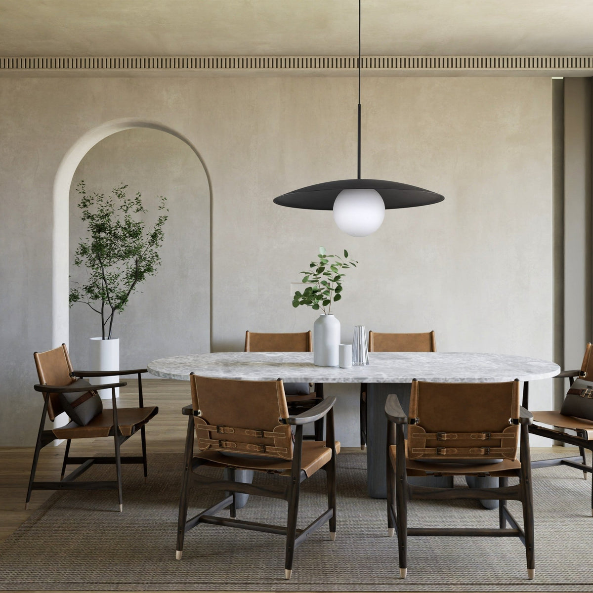 SLATE Mid - Century Modern Wide Dome Pendant Light for Kitchen Island & Dining Table - Dekor Butik