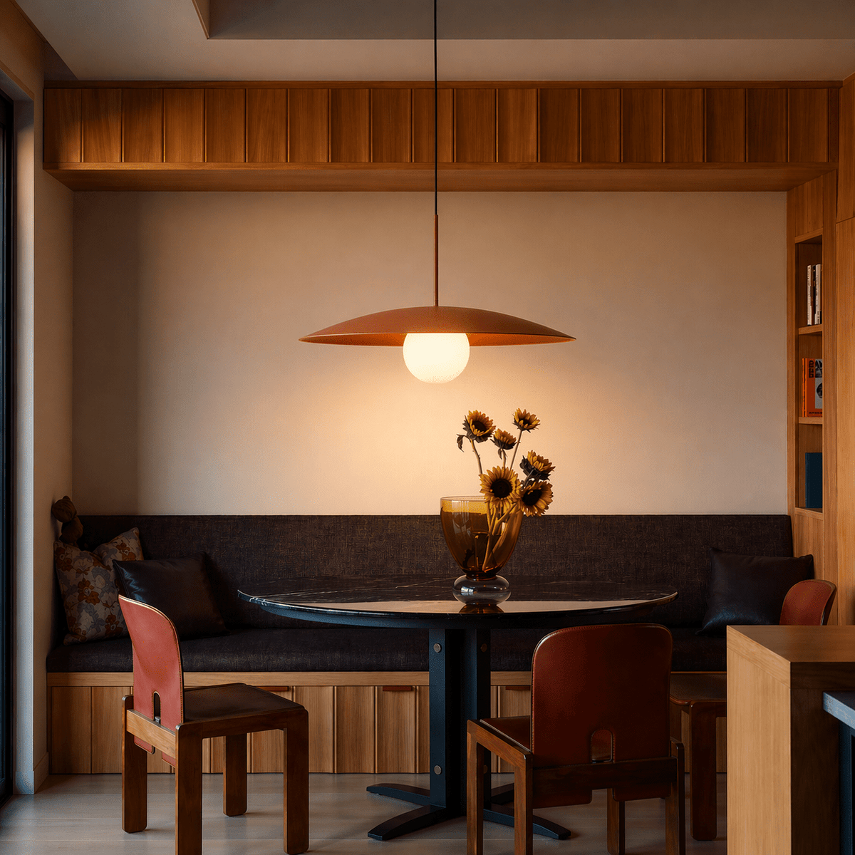 SLATE Mid - Century Modern Wide Dome Pendant Light for Kitchen Island & Dining Table - Dekor Butik