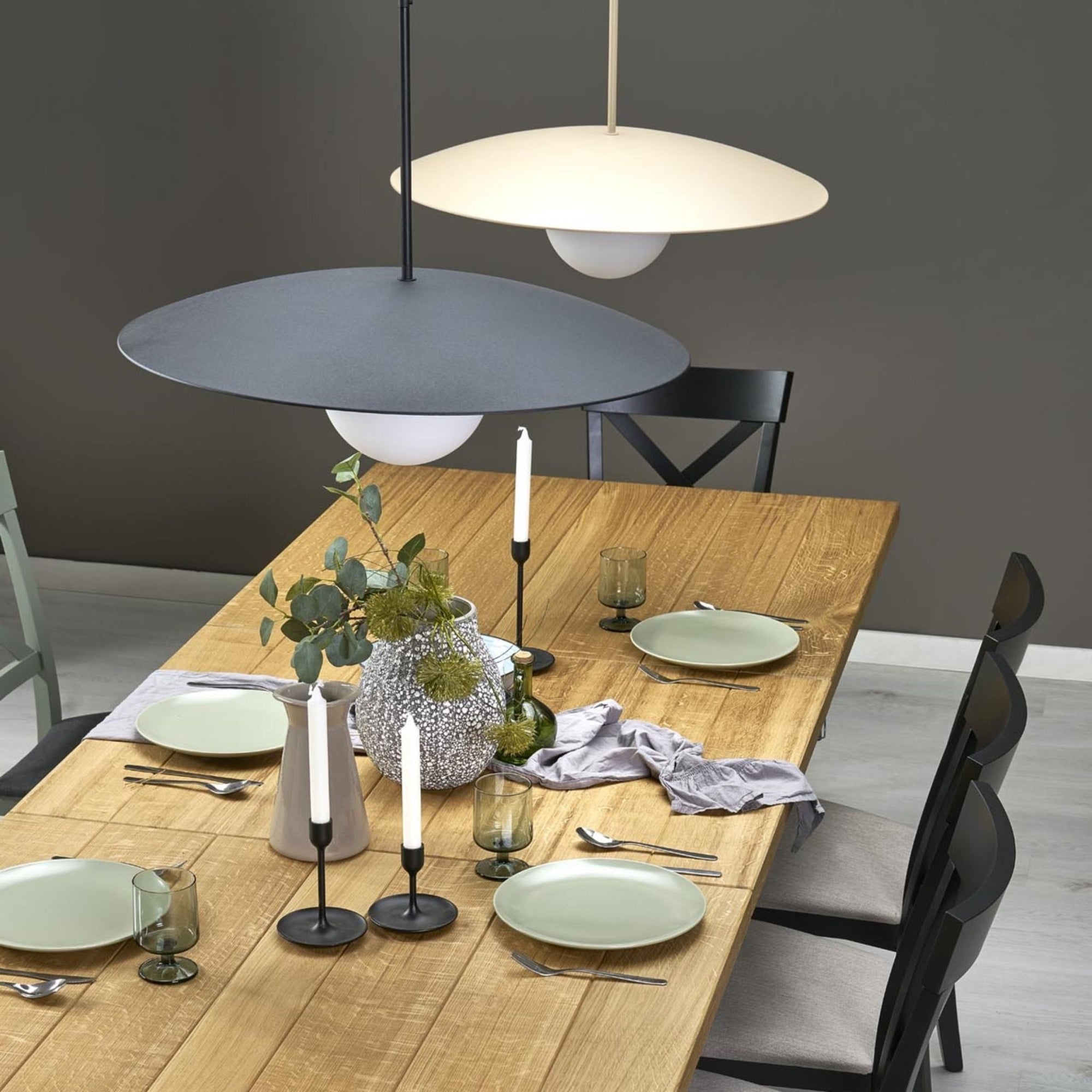 SLATE Mid - Century Modern Wide Dome Pendant Light for Kitchen Island & Dining Table - Dekor Butik