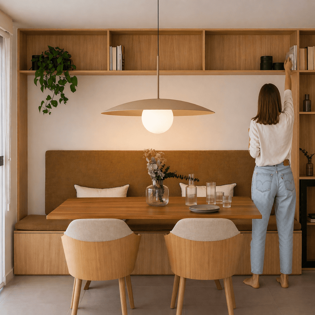 SLATE Mid - Century Modern Wide Dome Pendant Light for Kitchen Island & Dining Table - Dekor Butik