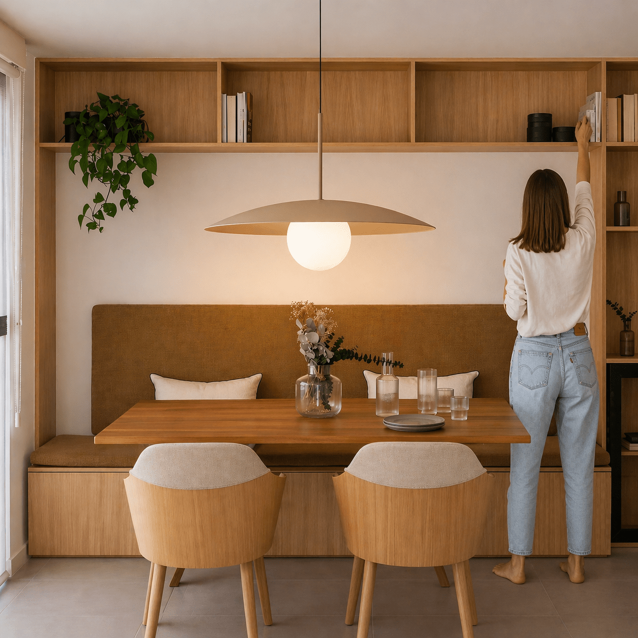 SLATE Mid - Century Modern Wide Dome Pendant Light for Kitchen Island & Dining Table - Dekor Butik