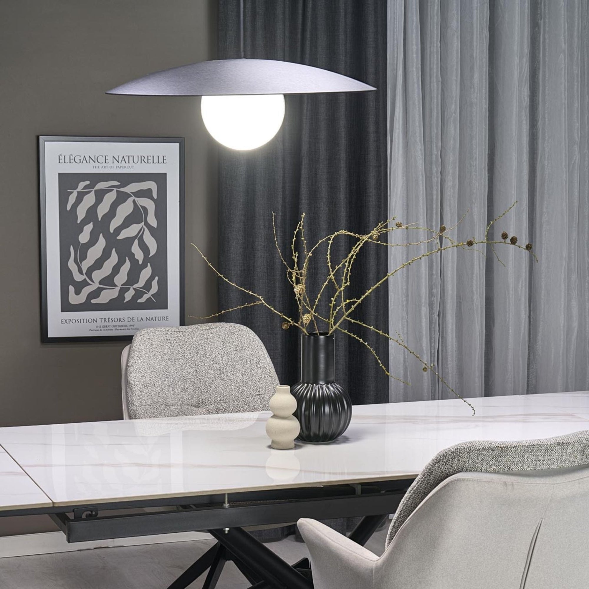 SLATE Mid - Century Modern Wide Dome Pendant Light for Kitchen Island & Dining Table - Dekor Butik