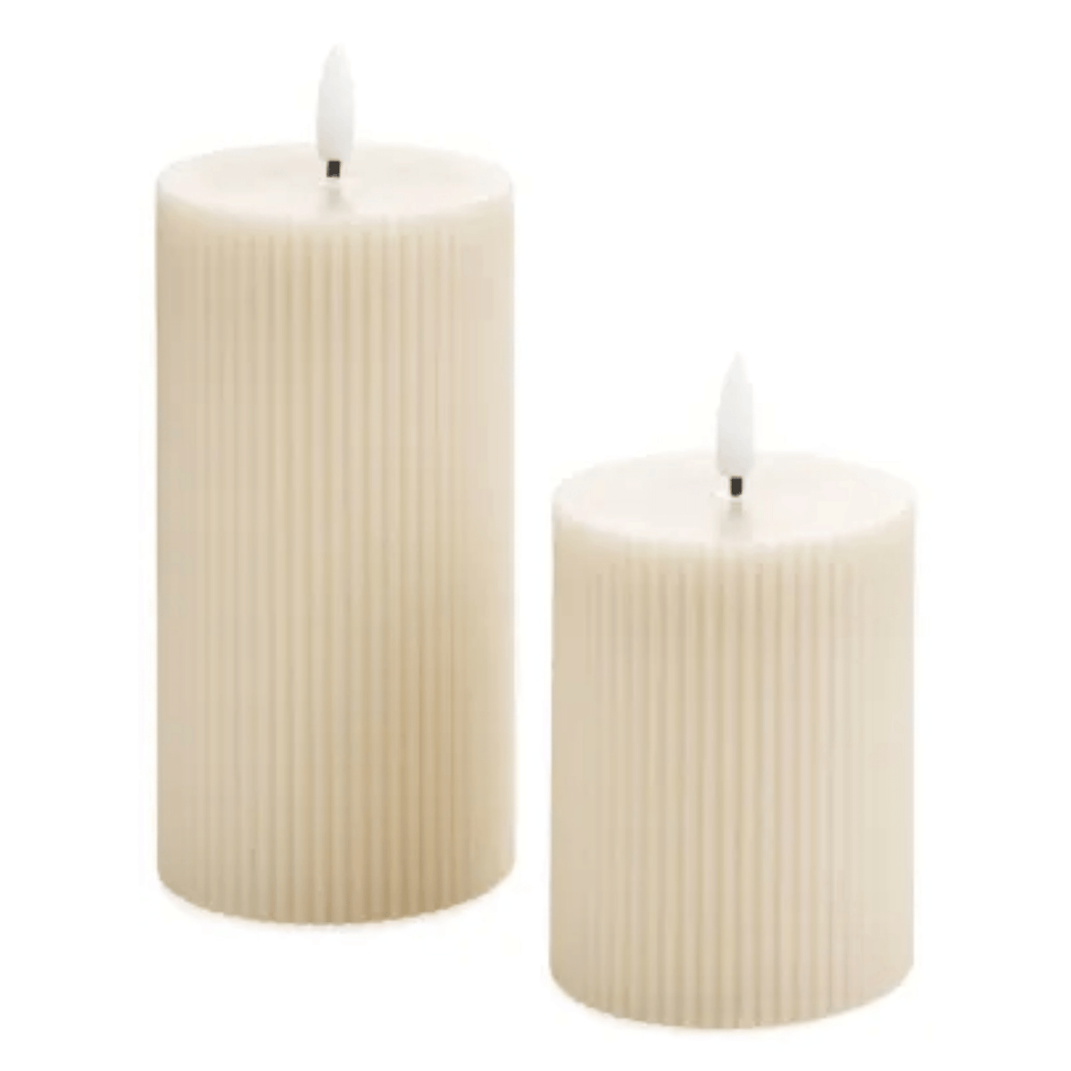 Candles and HoldersSmall Pillar Candle LED Ribbed 3" X 4" Beige - Dekor Butik