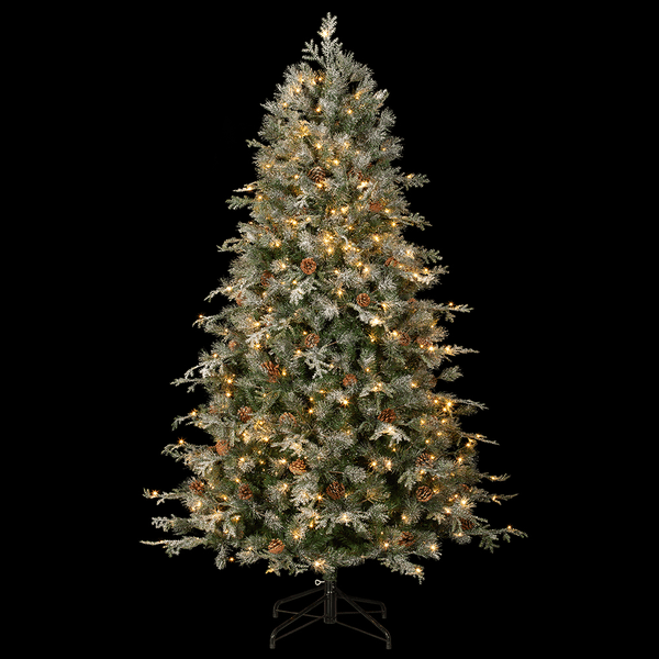 DecorSnowed Pine Christmas Tree With Cones & Led Lights - Dekor Butik