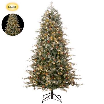 DecorSnowed Pine Christmas Tree With Cones & Led Lights - Dekor Butik