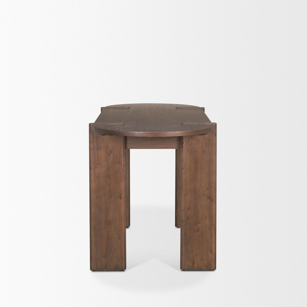 Sohan Dark Brown Elm Wood Oblong Desk - Dekor Butik