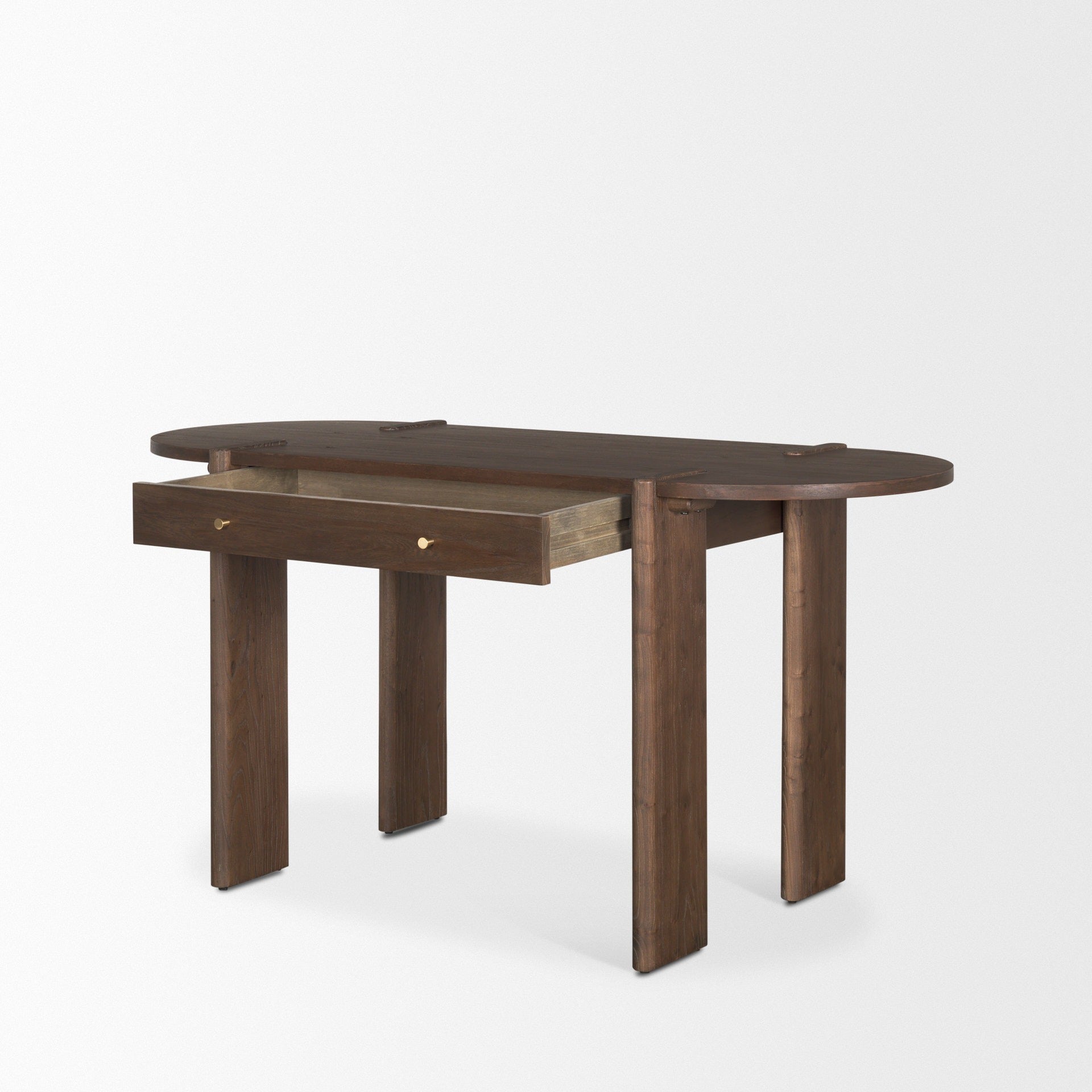 Sohan Dark Brown Elm Wood Oblong Desk - Dekor Butik